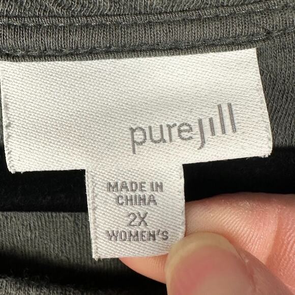 PureJill Top Womens 2X Green Long Sleeve Tunic Pocket Stretch Comfort Neutral - Picture 7 of 13